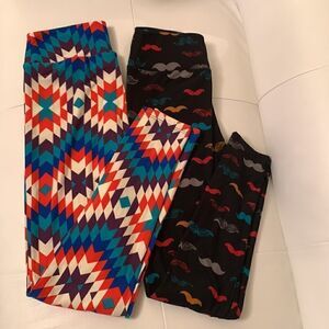 LuLaRoe 2 Pairs Multicolor Leggings One Size
